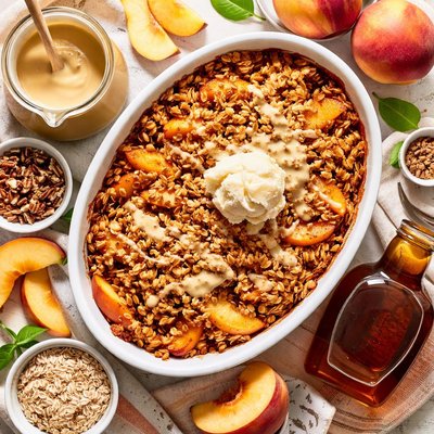 Image of Peach Crisp with Maple Sauce