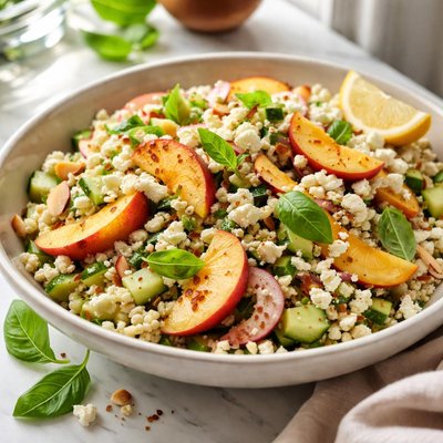 Image of Peach Cucumber Barley Salad