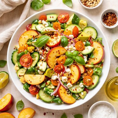 Image of Peach Cucumber Simple Salad