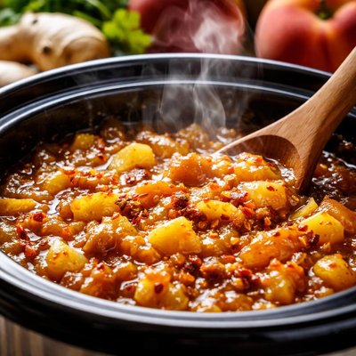 Image of Peach Ginger Chutney in the Crock Pot