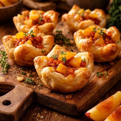 Image of Peach Hot Pepper Brie in Puff Pastry Cups