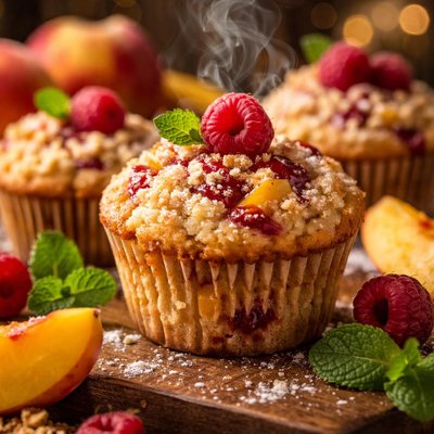 Image of Peach Melba Muffins