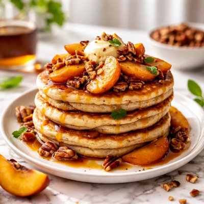 Image of Peach Pecan Pancakes