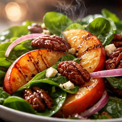 Image of Peach Pecan Spinach Salad