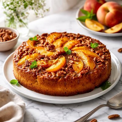Image of Peach Pecan Upside Down Cake