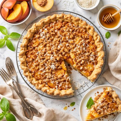 Image of Peach Pie with Coconut Streusel
