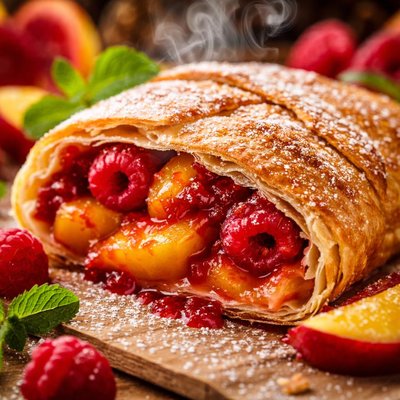 Image of Peach Raspberry Strudel