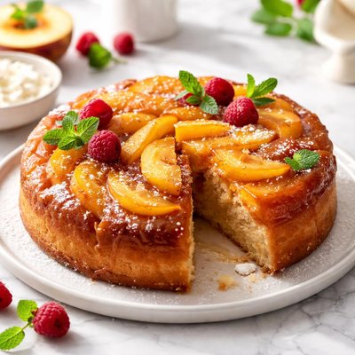 Image of Peach Upside Down Pudding Cake