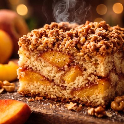 Image of Peach Walnut Crumb Cake