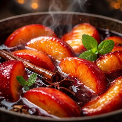 Image of Peaches in Red Wine