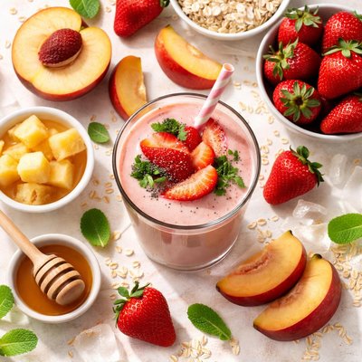 Image of Peachy Strawberry Smoothie