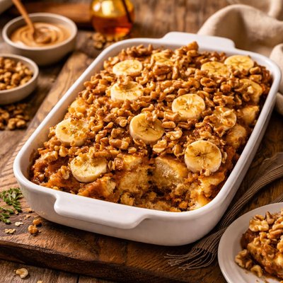 Image of Peanut Butter and Banana Walnut Breakfast Strata