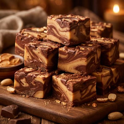 Image of Peanut Butter and Chocolate Marble Fudge