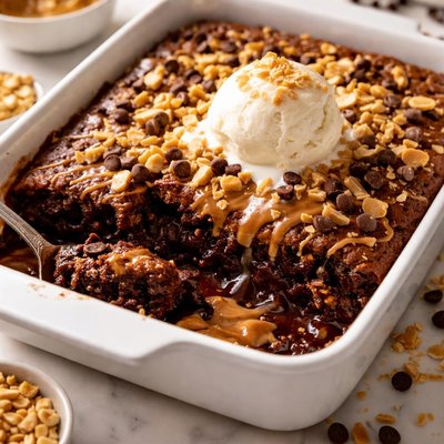 Image of Peanut Butter and Fudge Pudding Cake