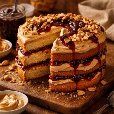 Image of Peanut Butter and Jelly Cake