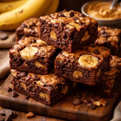 Image of Peanut Butter Banana Chocolate Chip Brownies Vegan or Not