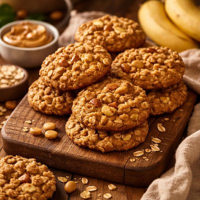 Image of Peanut Butter Banana Oatmeal Cookies Egg Free Milk Free