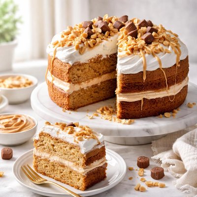 Image of Peanut Butter Cake with Marshmallow Frosting or Cupcakes