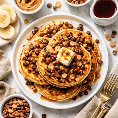 Image of Peanut Butter Chip Chocolate Chip Pancakes