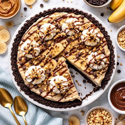 Image of Peanut Butter Chocolate Banana Cream Pie