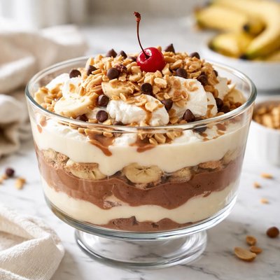 Image of Peanut Butter Chocolate Banana Split Pudding No Added Sugar