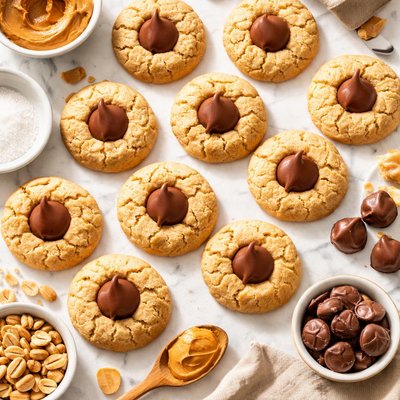 Image of Peanut Butter Cookies with Kisses