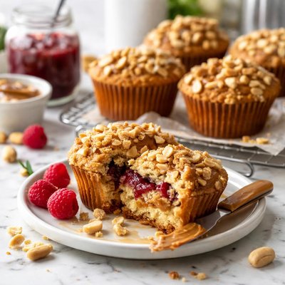 Image of Peanut Butter Jam Sandwich Muffins