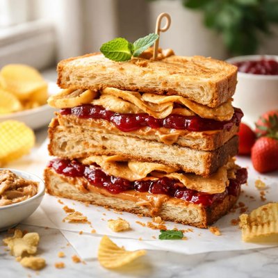 Image of Peanut Butter Jelly and Chip Sandwich