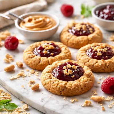 Image of Peanut Butter Jelly Thumbprint Cookies