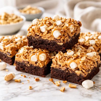 Image of Peanut Butter Marshmallow Crunch Brownies