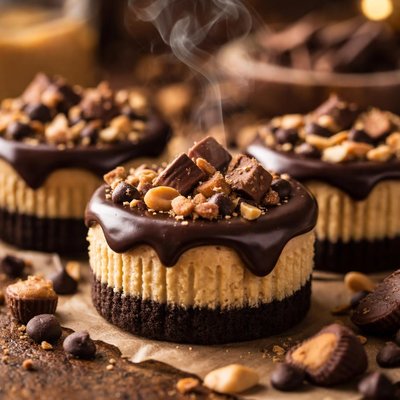 Image of Peanut Butter N Chocolate Mini Cheesecakes