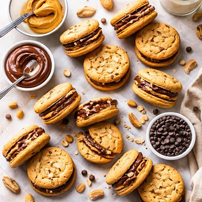 Image of Peanut Butter Nutella Sandwich Cookies