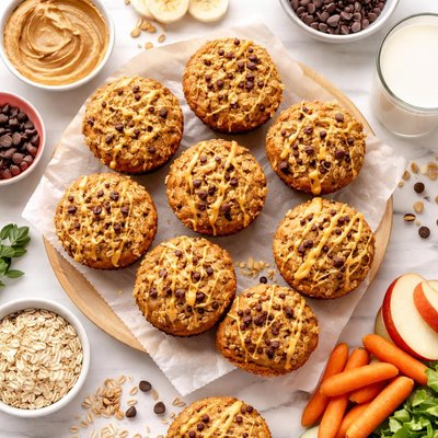 Image of Peanut Butter Oatmeal Muffins for Kids or Adults