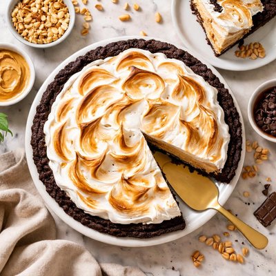 Image of Peanut Butter Pie with Meringue Topping