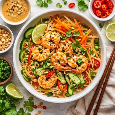 Image of Peanut Thai Shrimp and Noodles