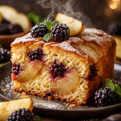 Image of Pear and Blackberry Sponge