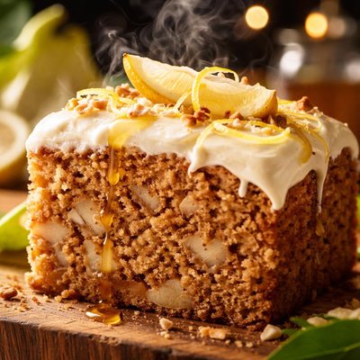 Image of Pear Cake with Lemon Honey Cream Cheese Frosting