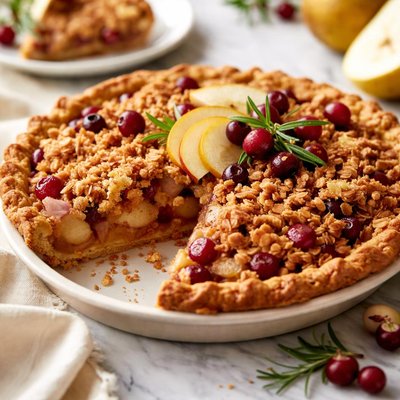 Image of Pear Cranberry Pie with Oatmeal Streusel
