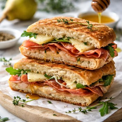 Image of Pear Pecorino and Prosciutto Panini
