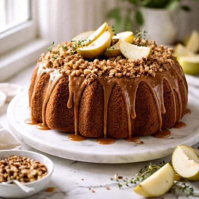 Image of Pear Spice Bundt Cake with Walnut Praline Topping