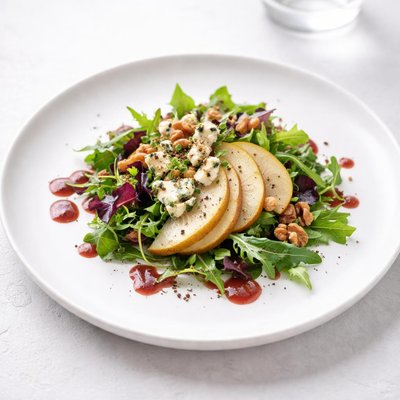 Image of Pear Stilton Salad with Port Dressing Toasted Walnuts