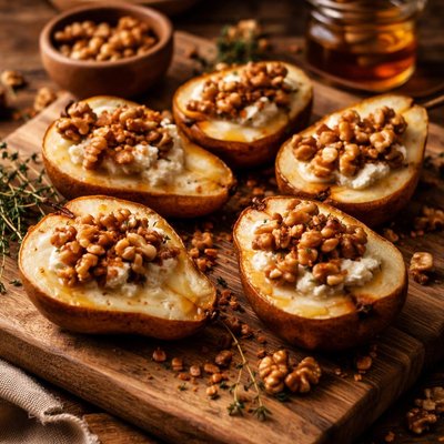 Image of Pears with Maple Walnuts and Gorgonzola