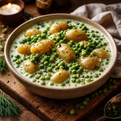 Image of Peas and New Potatoes in Cream