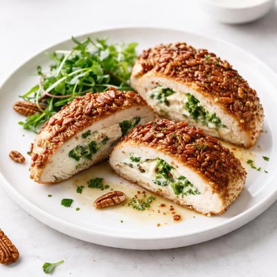 Image of Pecan Chicken Breasts Stuffed with Cream Cheese and Broccoli