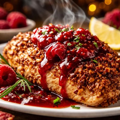 Image of Pecan Crusted Chicken with Raspberry Sauce