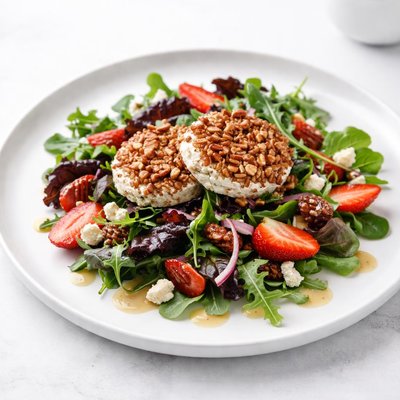 Image of Pecan Encrusted Goat Cheese Salad W Maple Vinaigrette Dressing