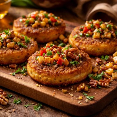 Image of Pecan Polenta Rounds Sauteed Corn Cakes