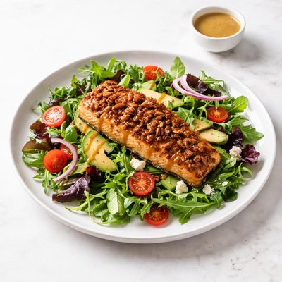 Image of Pecan Salmon Salad with Honey Mustard Dressing