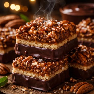 Image of Pecan Squares with Dipped Chocolate Ganache