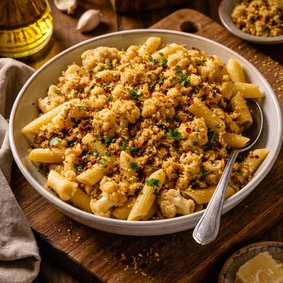 Image of Penne and Cauliflower with Mustard Breadcrumbs